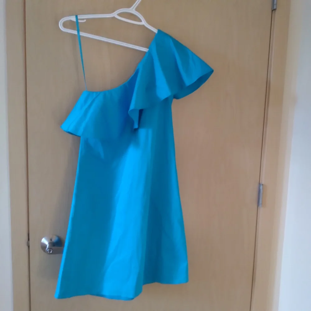 NWT Tahari ASL Teal One-Shoulder Mini Dress (2) - Picture 3 of 4